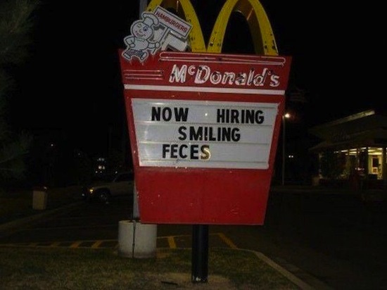 smiling faces typo McDonald's